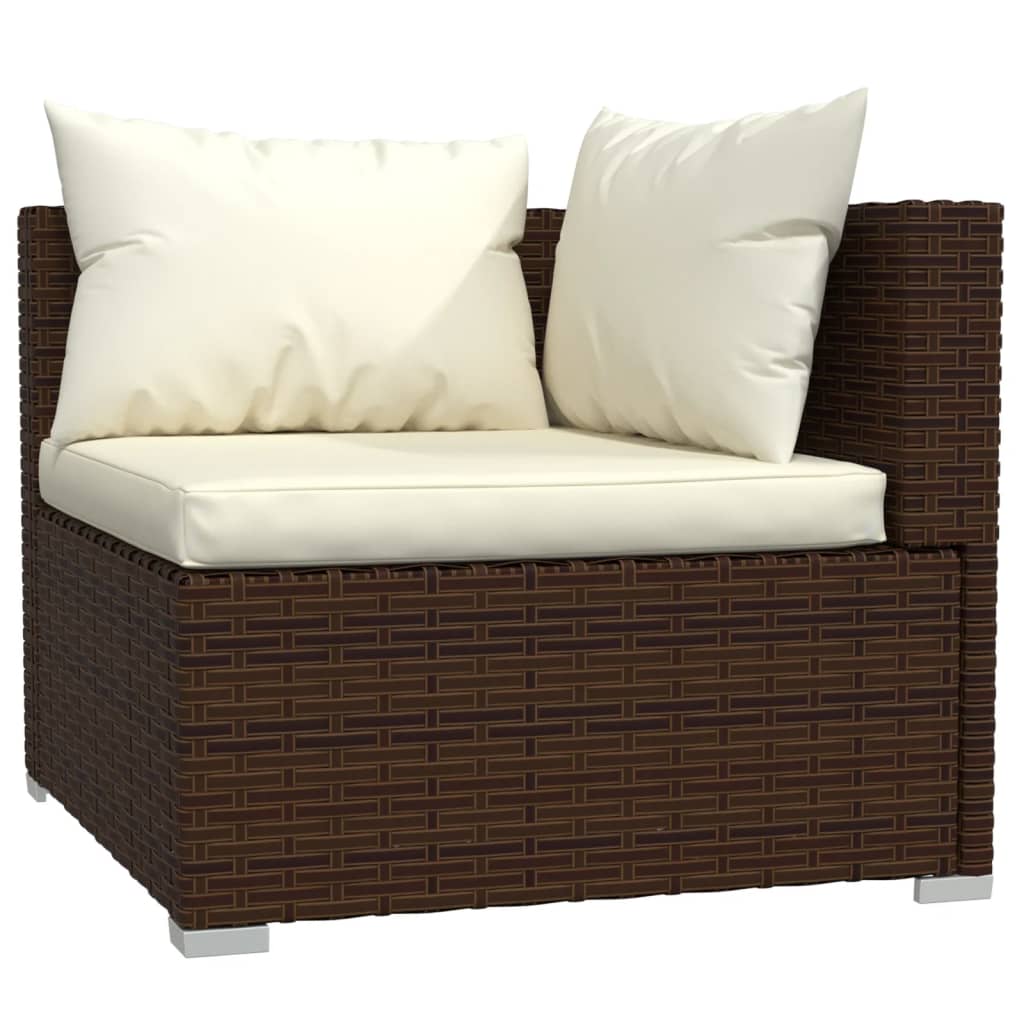 3 részes barna polyrattan kerti ülőgarnitúra párnákkal