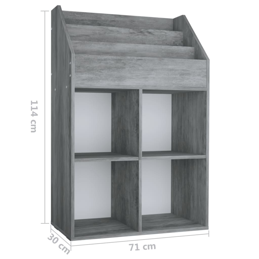 Betonszürke forgácslap gyerek újságtartó 71 x 30 x 114 cm