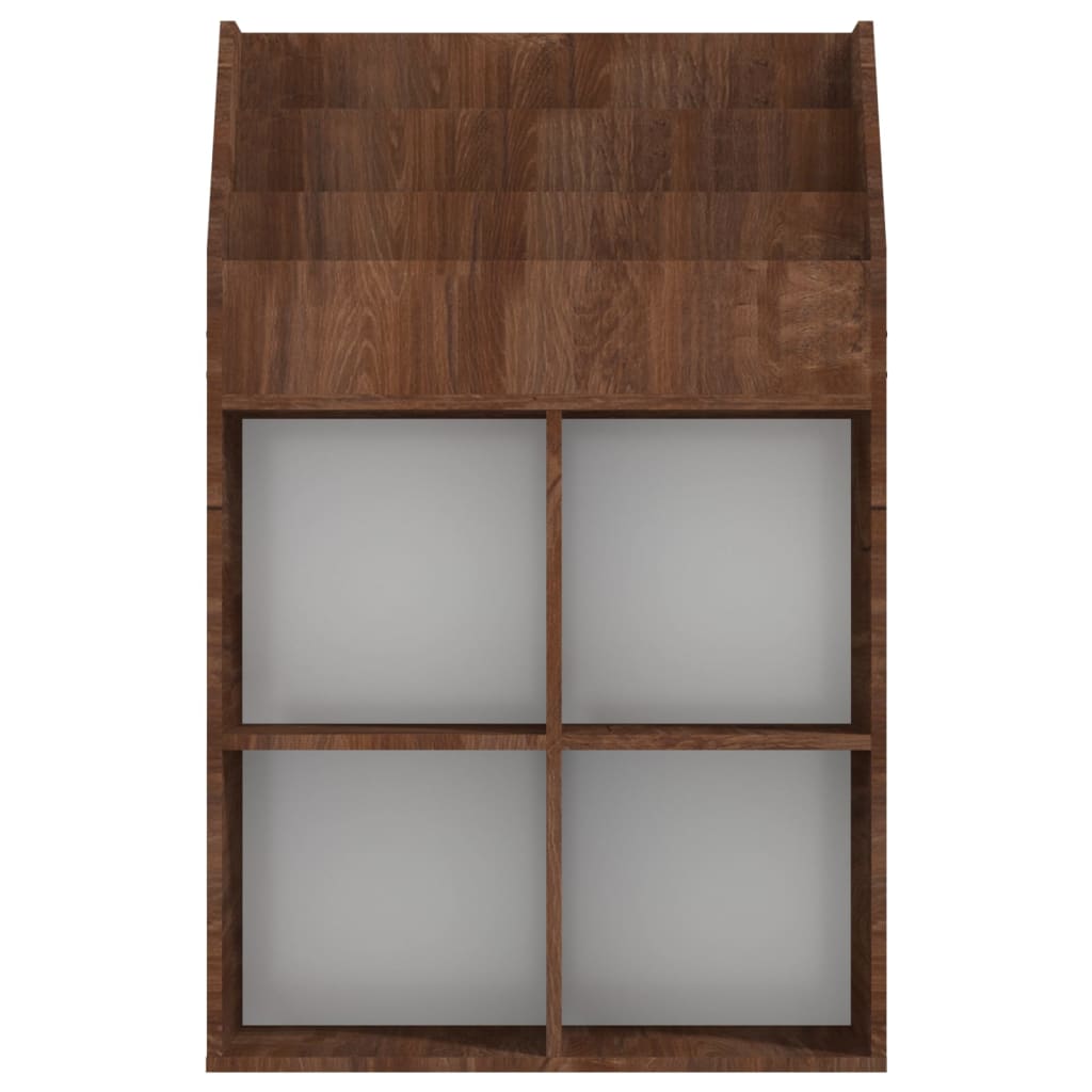 Barna tölgyszínű szerelt fa újságtartó gyerekeknek 71x30x114 cm