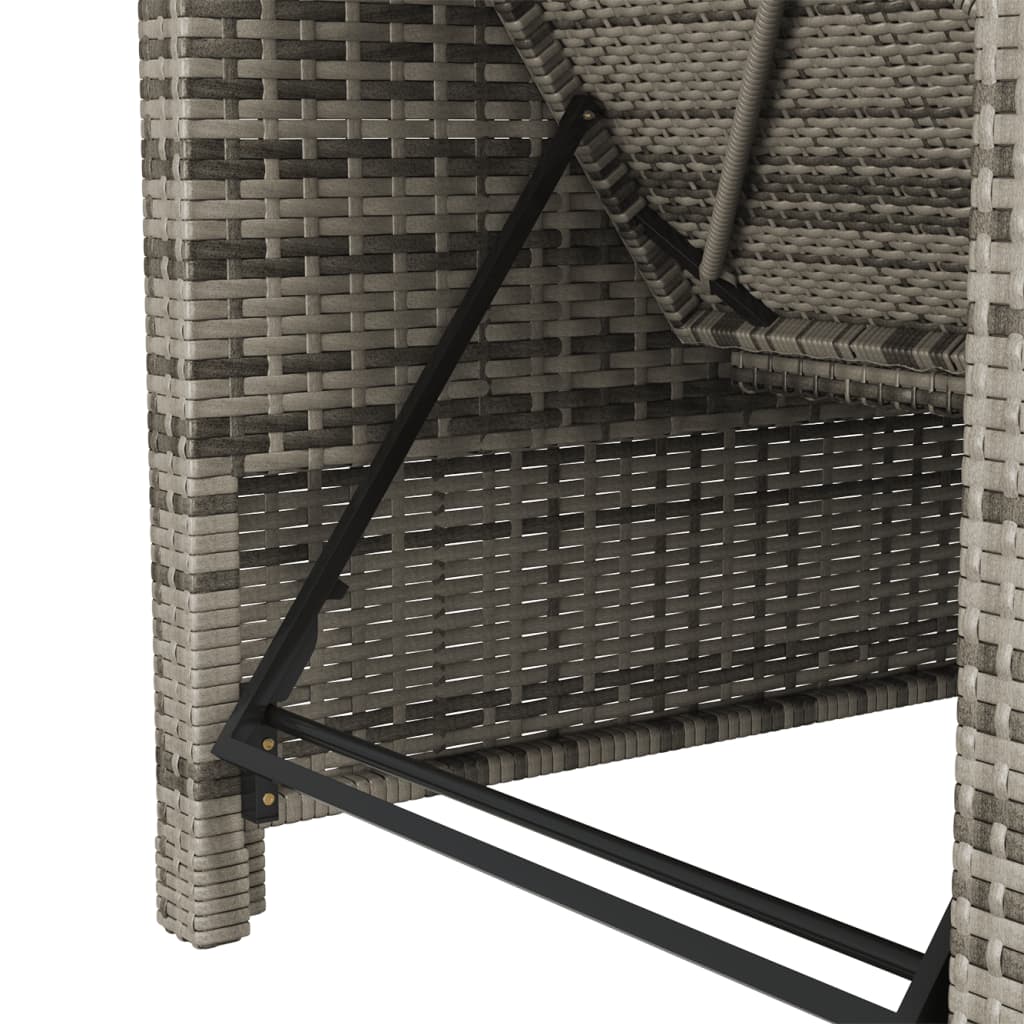 Szürke polyrattan napozóágy sötétszürke párnával