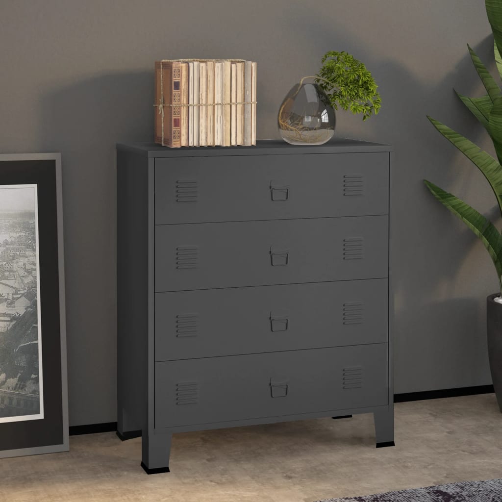 Antracitszürke fém ipari fiókos szekrény 78 x 40 x 93 cm Antracitszürke fém ipari fiókos szekrény 78 x 40 x 93 cm