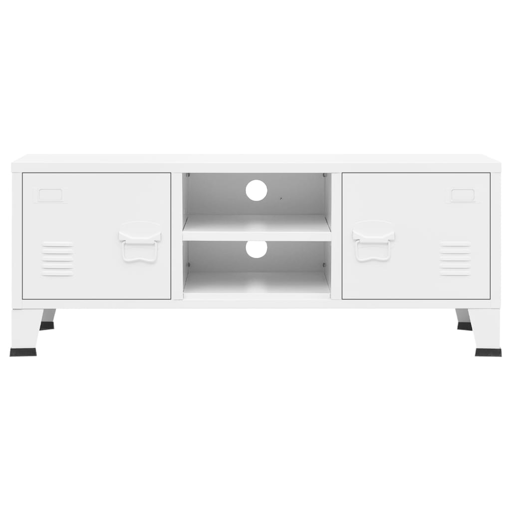 Fehér fém ipari stílusú tv-szekrény 105 x 35 x 42 cm