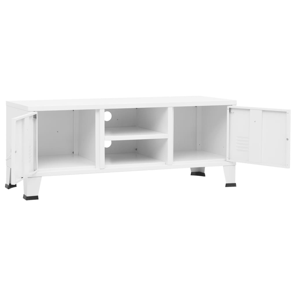 Fehér fém ipari stílusú tv-szekrény 105 x 35 x 42 cm