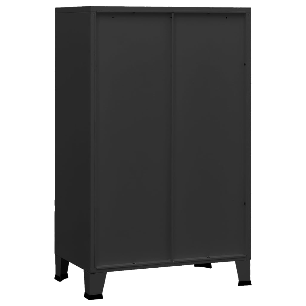 Fekete fém ipari tárolószekrény 70 x 40 x 115 cm