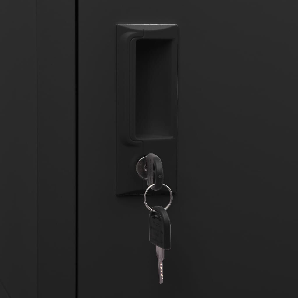 Fekete acél zárható szekrény 38 x 40 x 180 cm