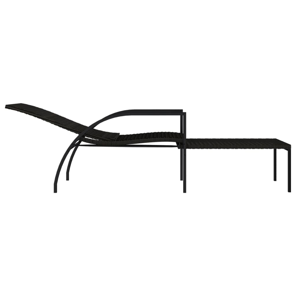 2 db barna polyrattan napozóágy lábtartóval