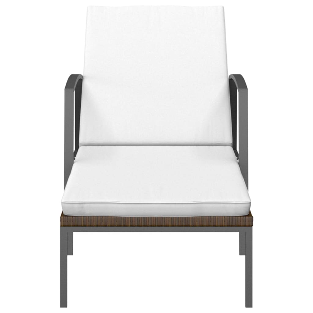 2 db barna polyrattan napozóágy asztallal