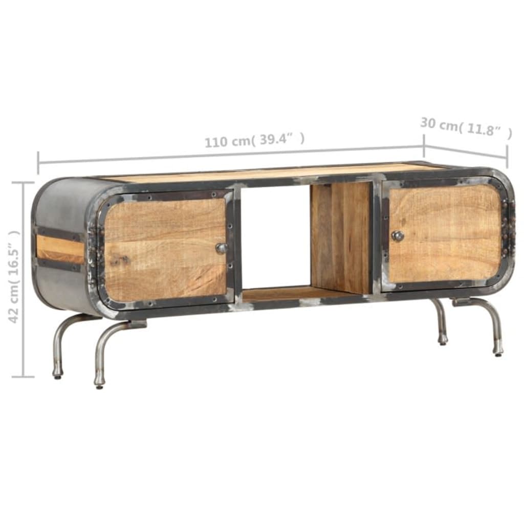 Tömör mangófa tv-szekrény 110 x 30 x 42 cm