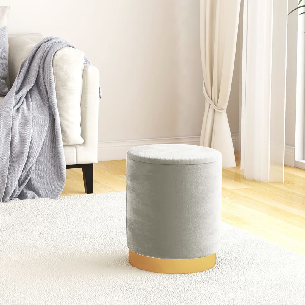 Világosszürke kerek bársonyülőke tárolóval