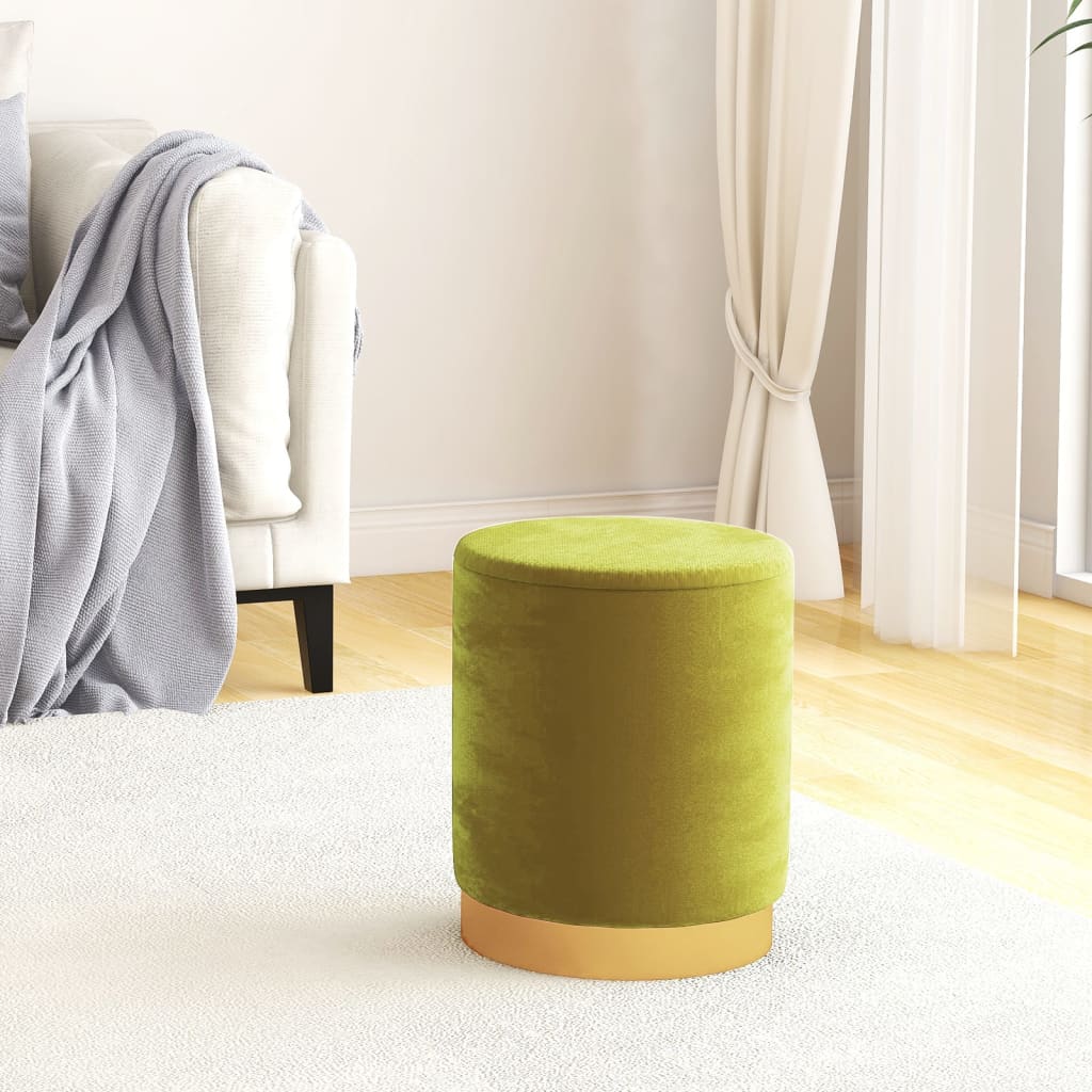 Mustárzöld kerek bársonyülőke tárolóval