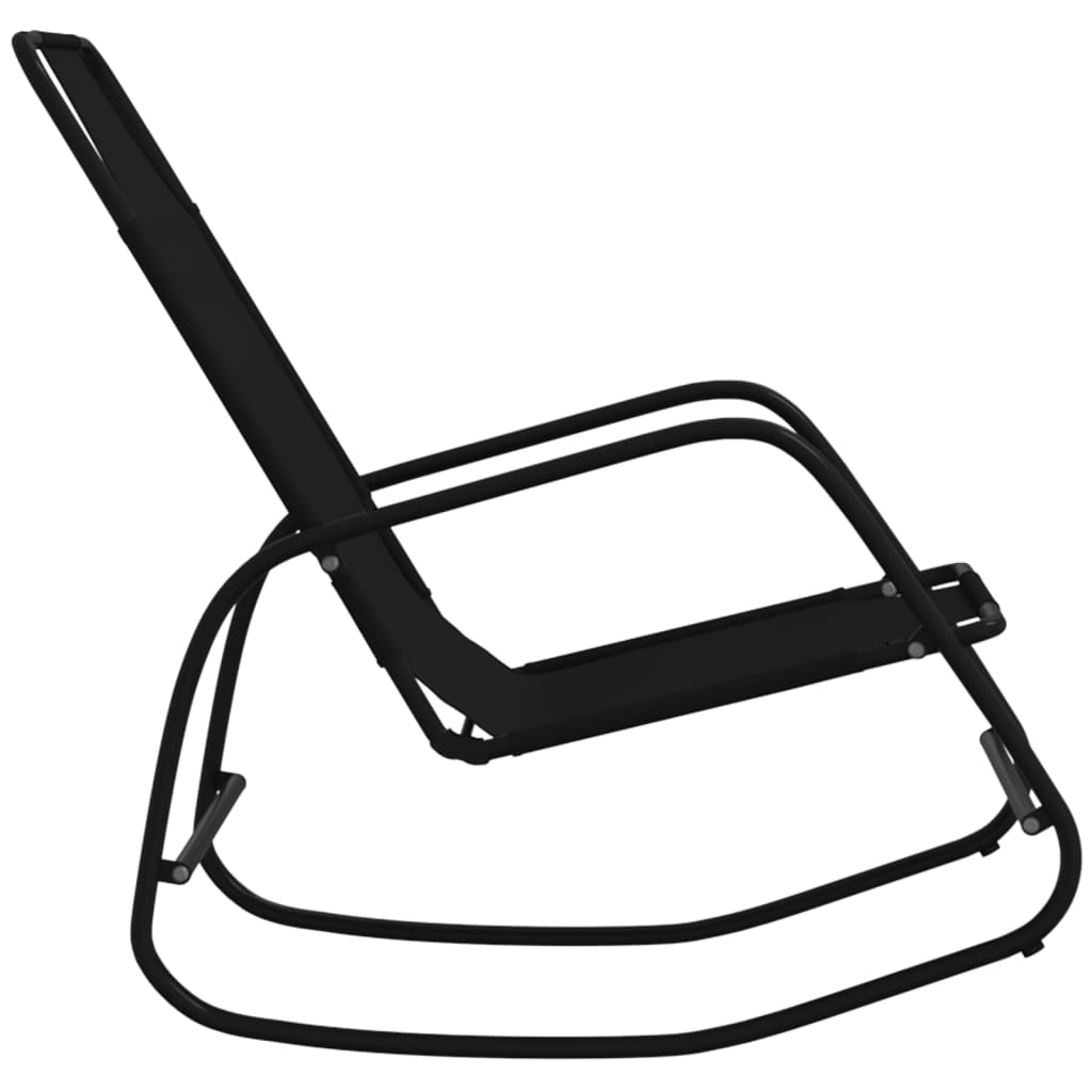 2 db fekete acél és textilén hintázó napozóágy