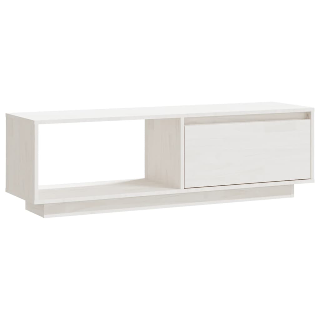 Fehér tömör fenyőfa tv-szekrény 110 x 30 x 33,5 cm Fehér tömör fenyőfa tv-szekrény 110 x 30 x 33,5 cm