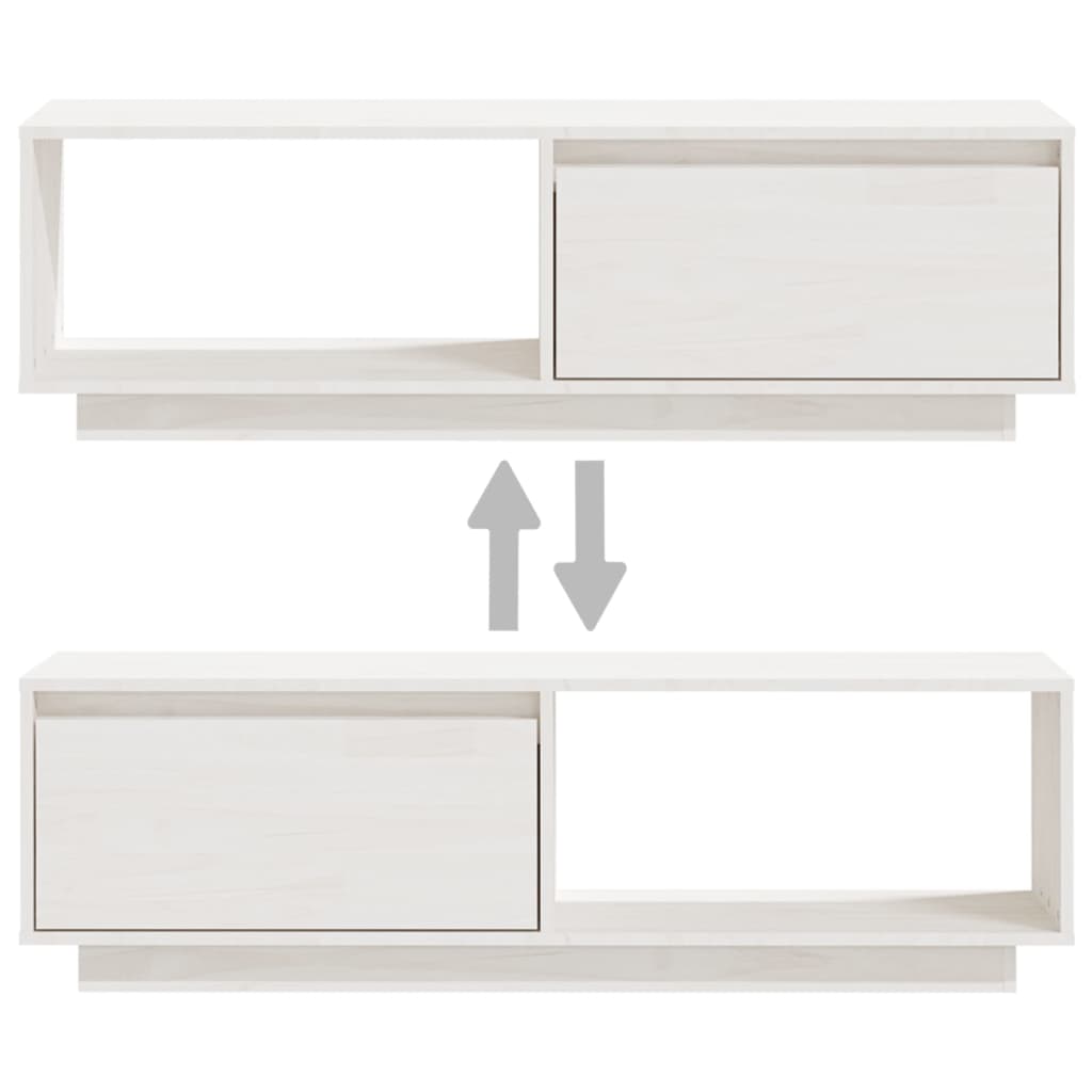 Fehér tömör fenyőfa tv-szekrény 110 x 30 x 33,5 cm Fehér tömör fenyőfa tv-szekrény 110 x 30 x 33,5 cm