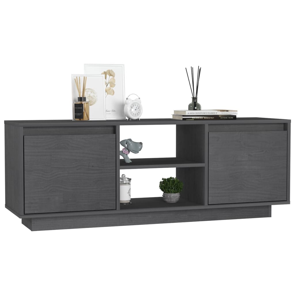 Szürke tömör fenyőfa tv-szekrény 110 x 30 x 40 cm Szürke tömör fenyőfa tv-szekrény 110 x 30 x 40 cm