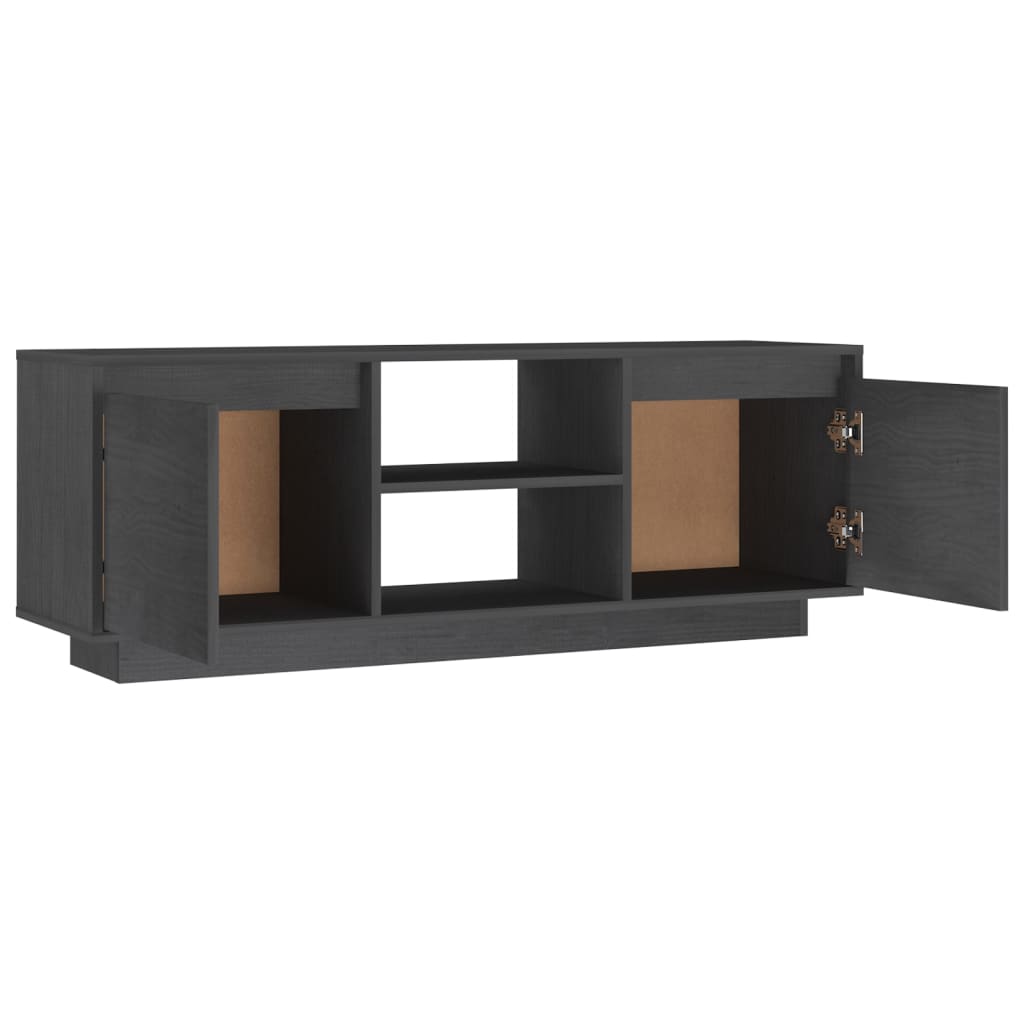 Szürke tömör fenyőfa tv-szekrény 110 x 30 x 40 cm Szürke tömör fenyőfa tv-szekrény 110 x 30 x 40 cm