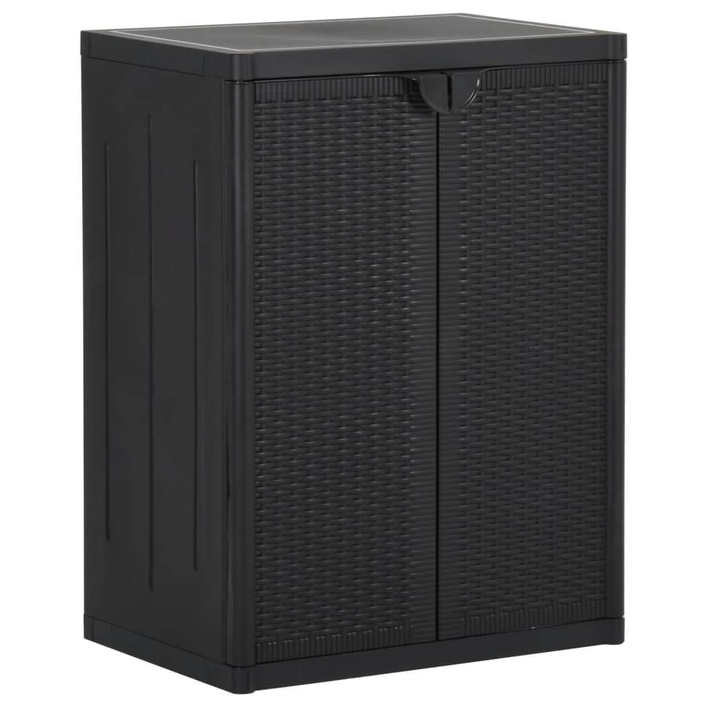 Fekete pp rattan kerti tárolószekrény 65 x 45 x 88 cm