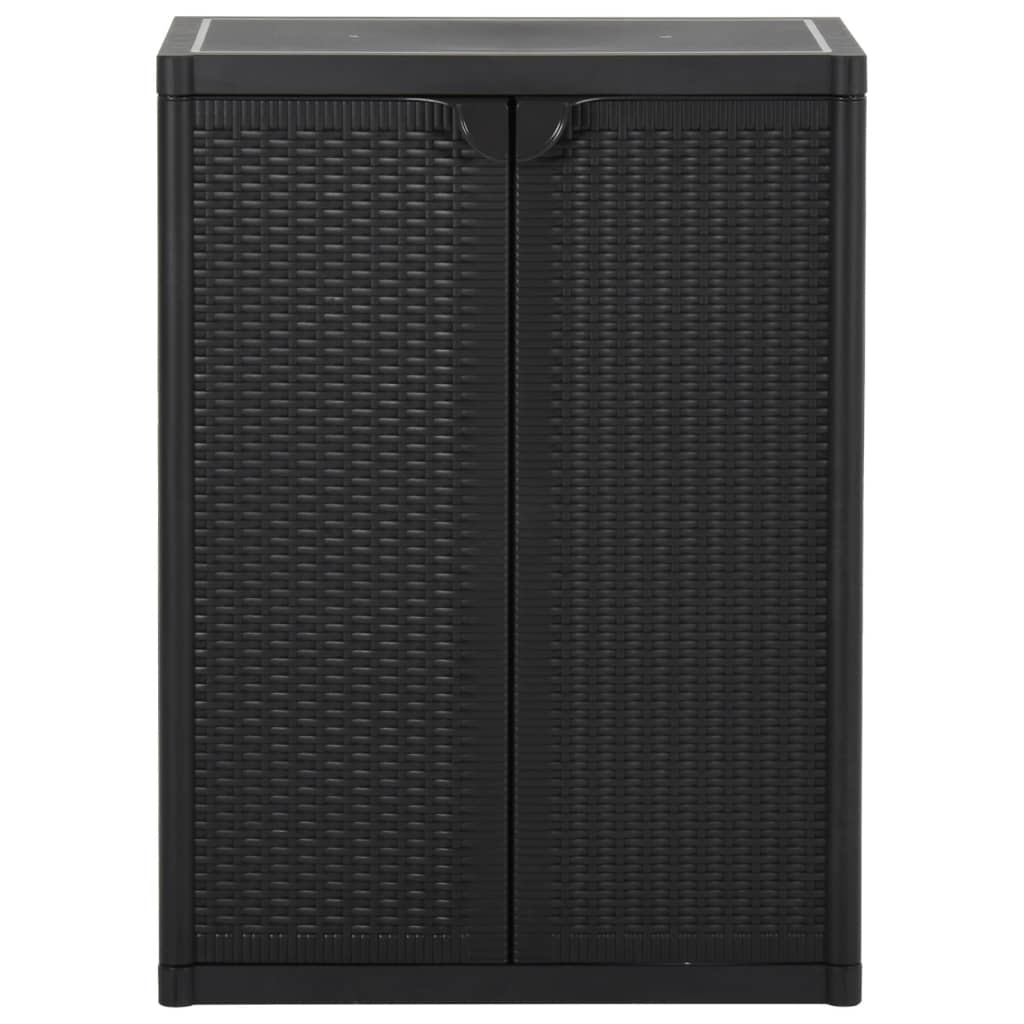 Fekete pp rattan kerti tárolószekrény 65 x 45 x 88 cm