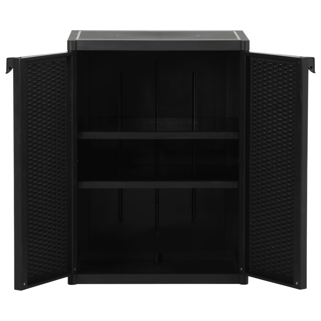 Fekete pp rattan kerti tárolószekrény 65 x 45 x 88 cm