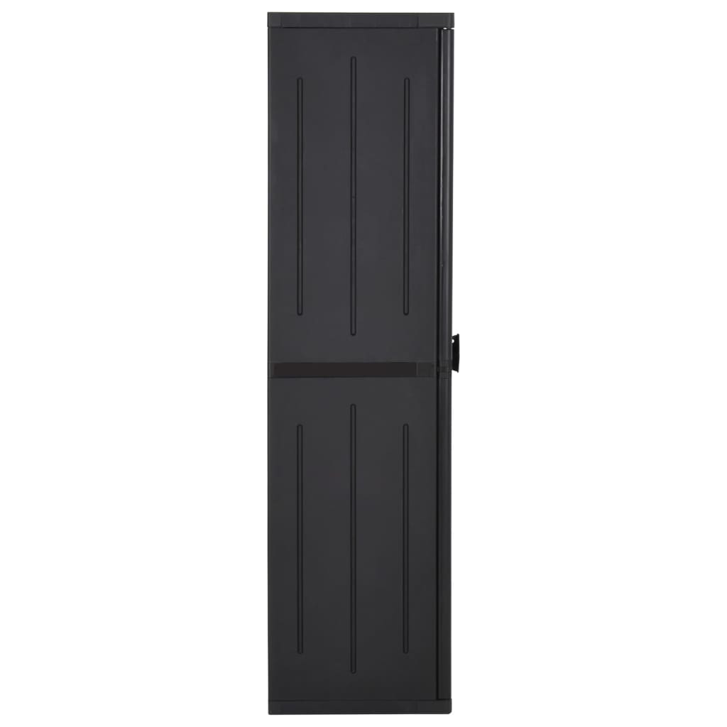 Fekete pp rattan kerti tárolószekrény 65 x 45 x 172 cm