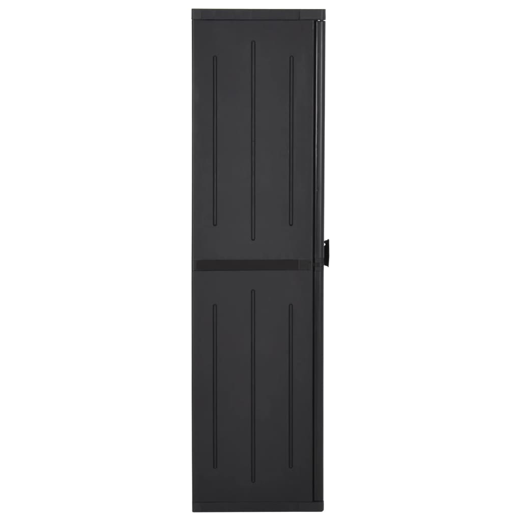 Fekete pp rattan kerti tárolószekrény 65 x 45 x 172 cm