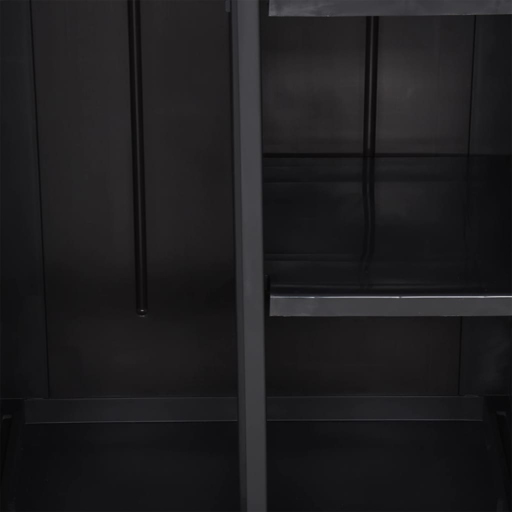 Fekete pp rattan kerti tárolószekrény 65 x 45 x 172 cm