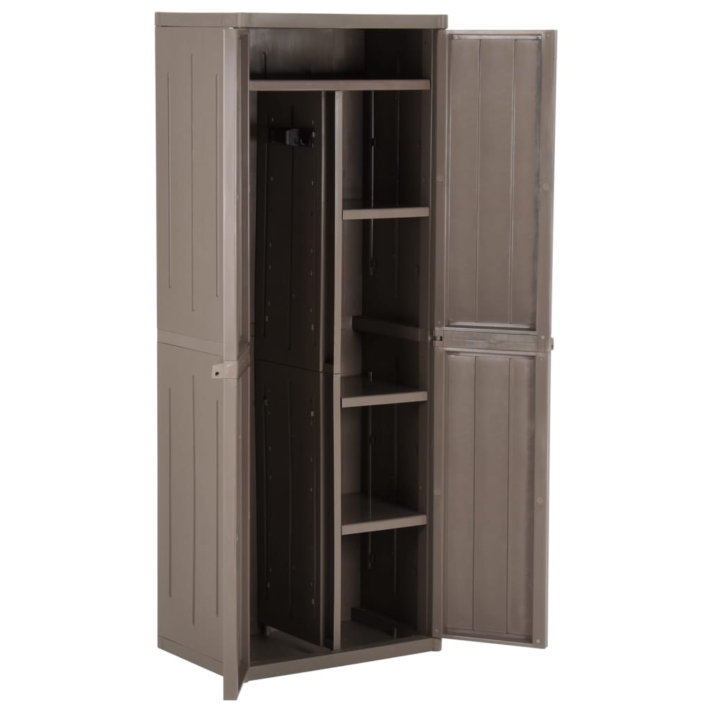 Barna pp rattan kerti tárolószekrény 65 x 45 x 172 cm