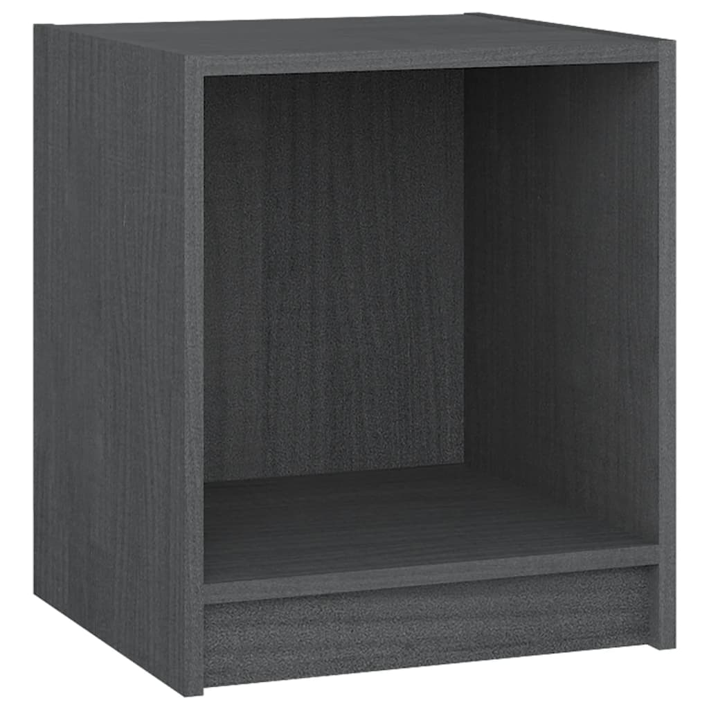 2 db szürke tömör fenyőfa éjjeliszekrény 35,5 x 33,5 x 41,5 cm