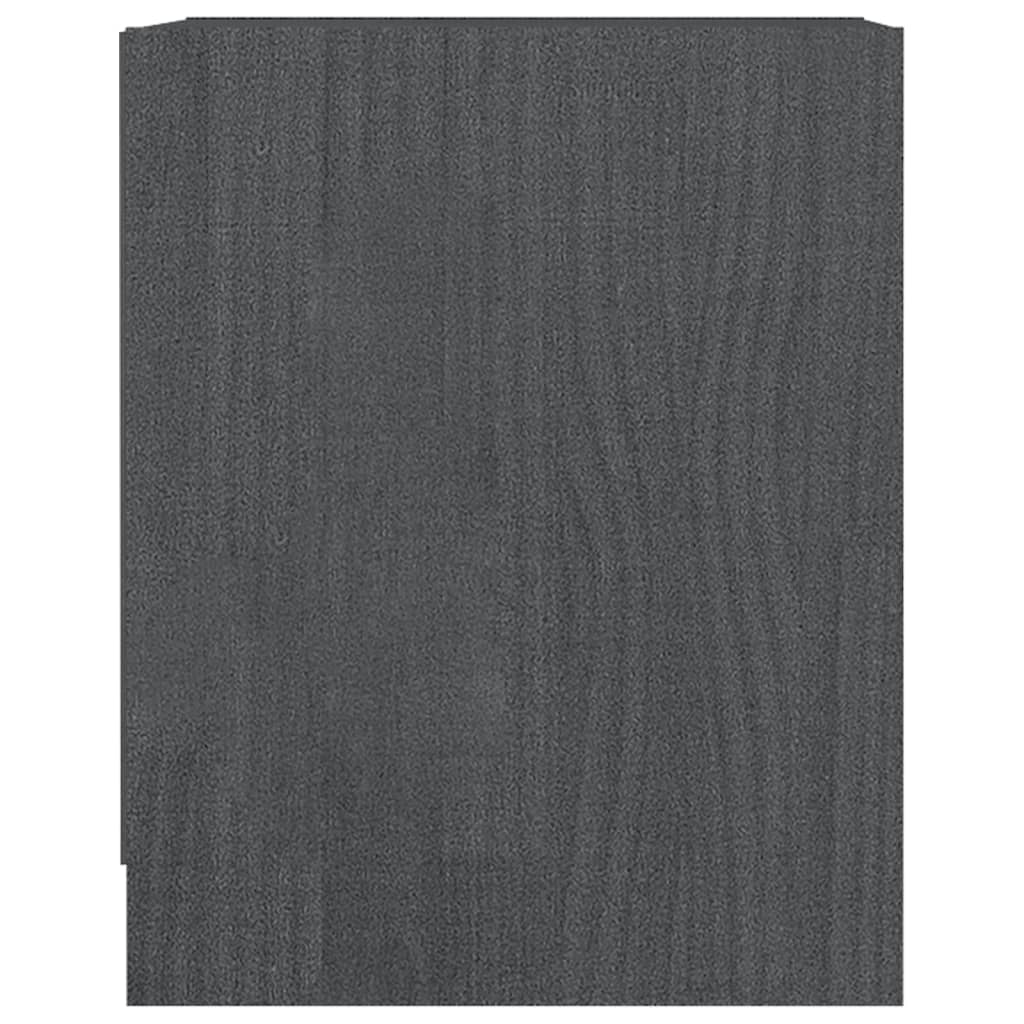 2 db szürke tömör fenyőfa éjjeliszekrény 35,5 x 33,5 x 41,5 cm