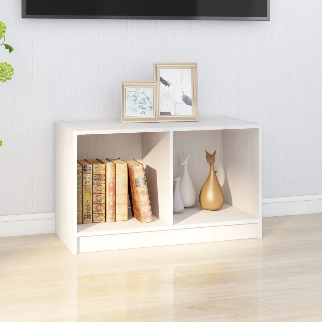 Fehér tömör fenyőfa tv-szekrény 70 x 33 x 42 cm Fehér tömör fenyőfa tv-szekrény 70 x 33 x 42 cm