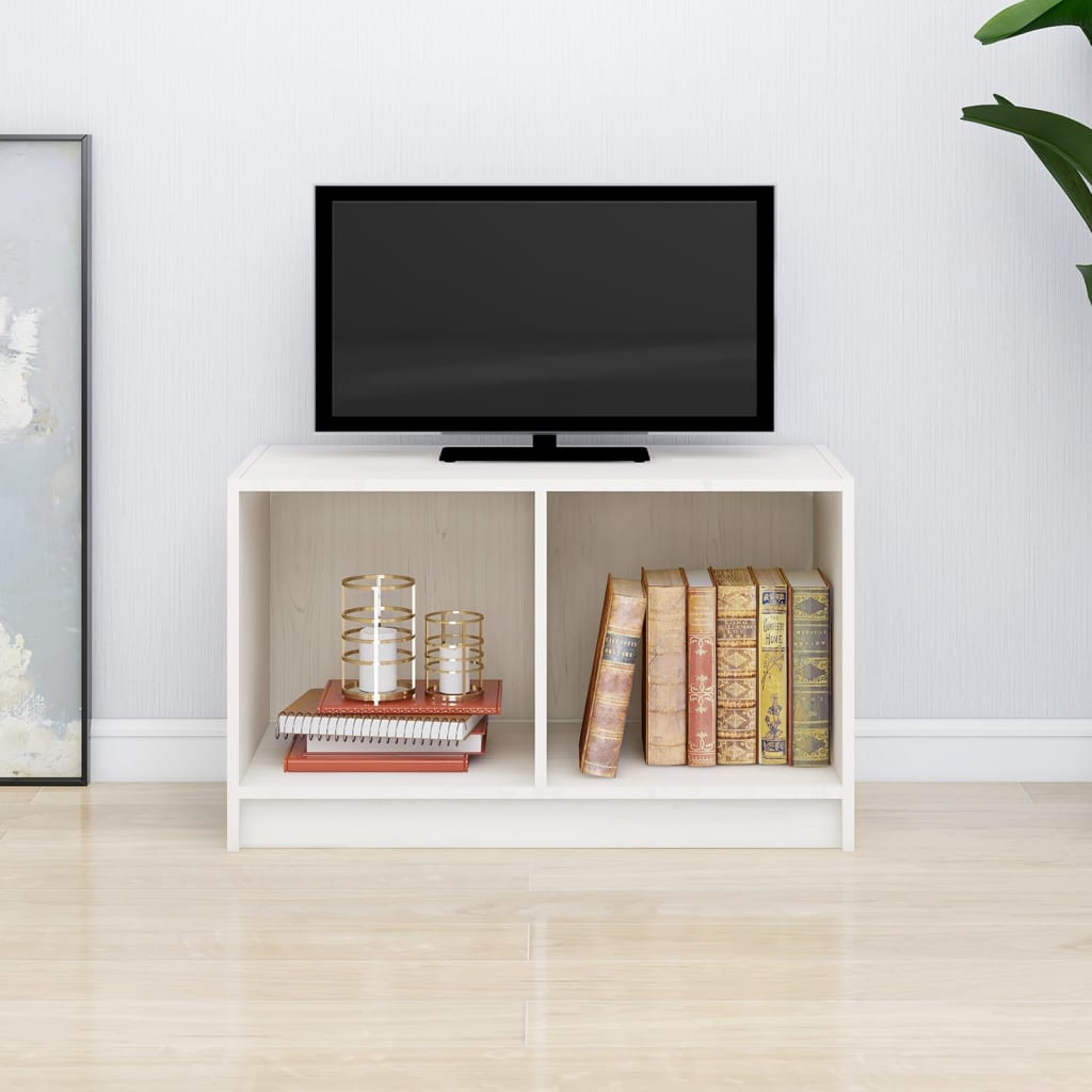 Fehér tömör fenyőfa tv-szekrény 70 x 33 x 42 cm Fehér tömör fenyőfa tv-szekrény 70 x 33 x 42 cm