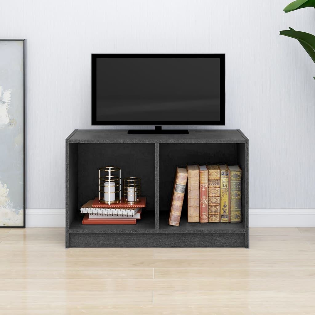 Szürke tömör fenyőfa tv-szekrény 70 x 33 x 42 cm Szürke tömör fenyőfa tv-szekrény 70 x 33 x 42 cm