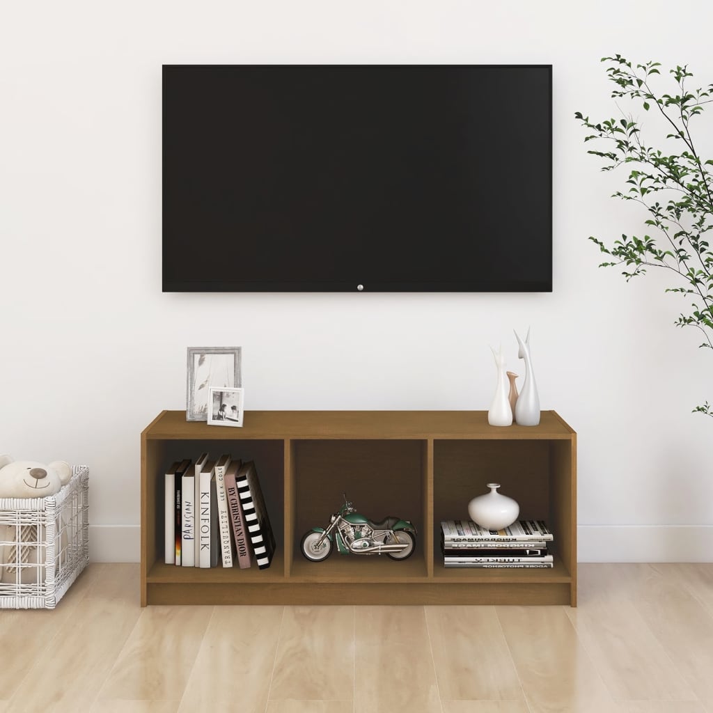 Mézbarna tömör fenyőfa tv-szekrény 104 x 33 x 41 cm Mézbarna tömör fenyőfa tv-szekrény 104 x 33 x 41 cm
