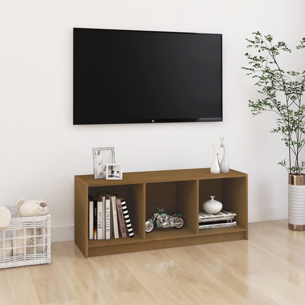 Mézbarna tömör fenyőfa tv-szekrény 104 x 33 x 41 cm Mézbarna tömör fenyőfa tv-szekrény 104 x 33 x 41 cm