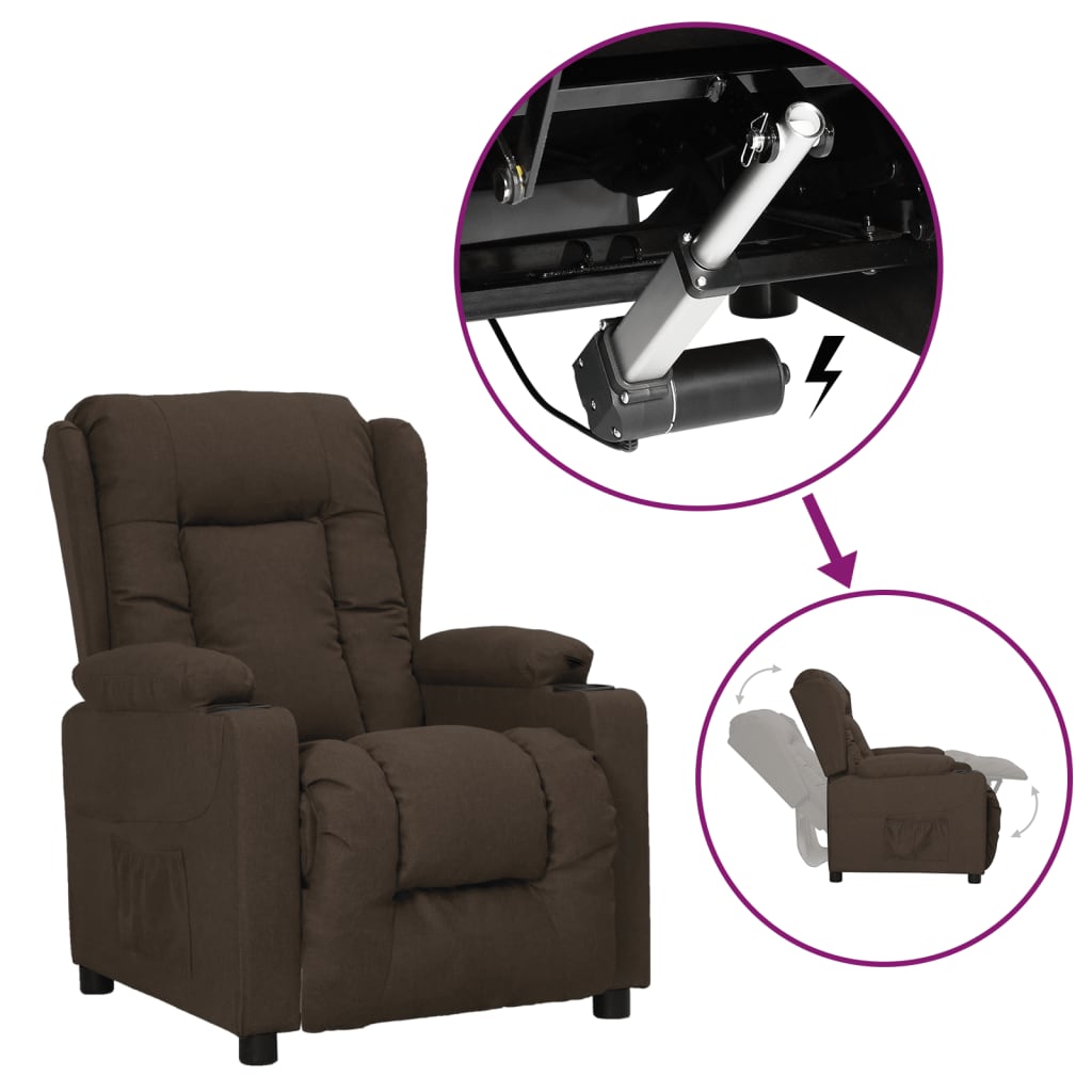 Sötétbarna szövet felállást segítő dönthető fotel