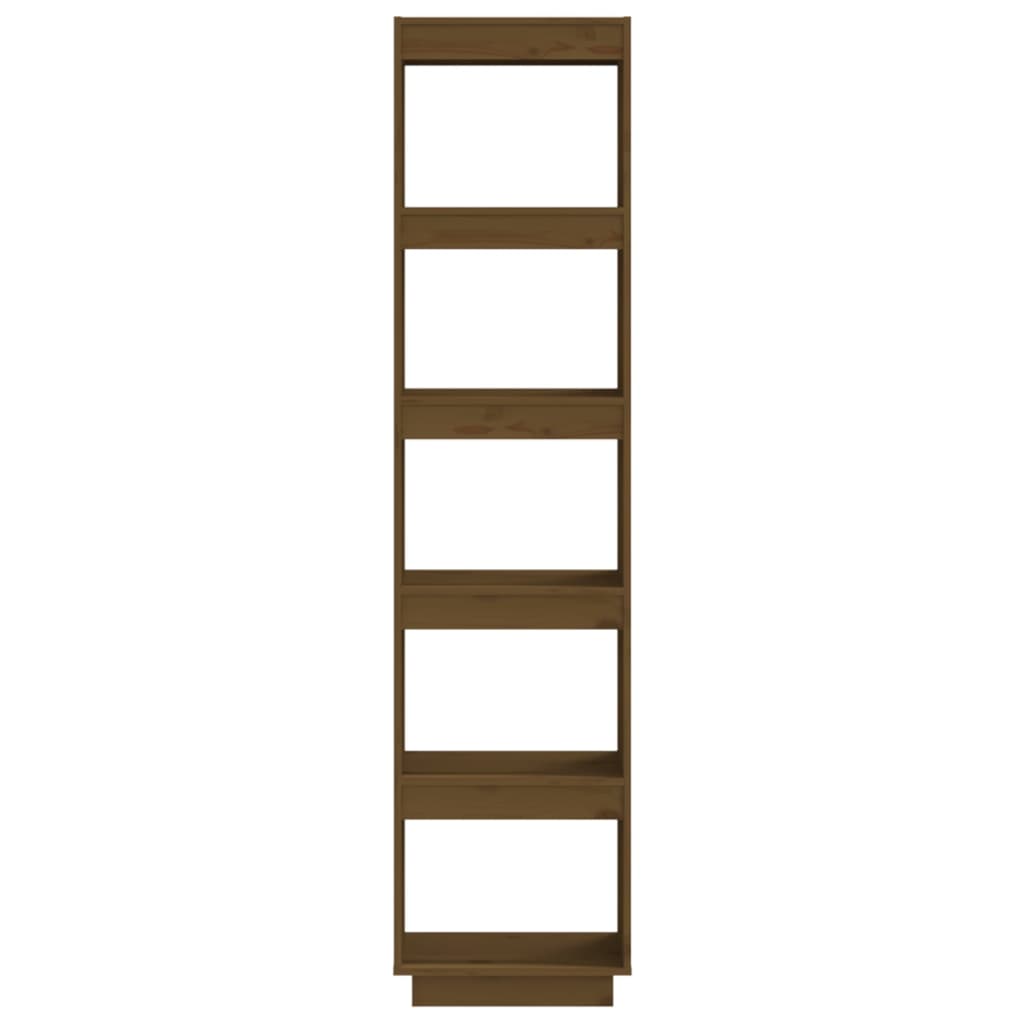 Mézbarna tömör fenyőfa könyvszekrény/térelválasztó 40x35x167 cm