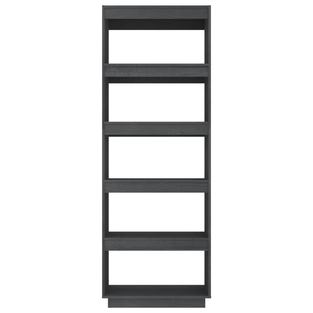 Szürke tömör fenyőfa könyvszekrény/térelválasztó 60x35x167 cm