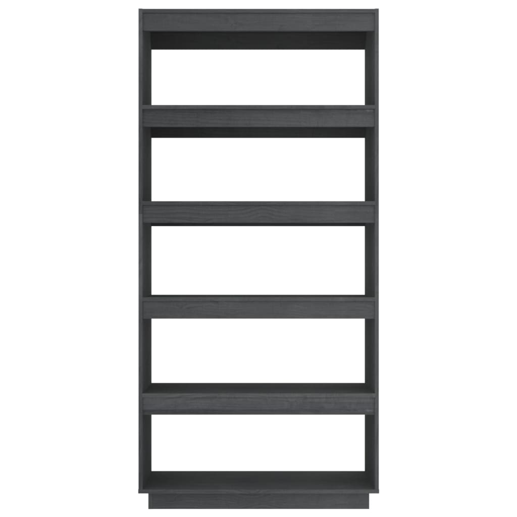 Szürke tömör fenyőfa könyvszekrény/térelválasztó 80x35x167 cm