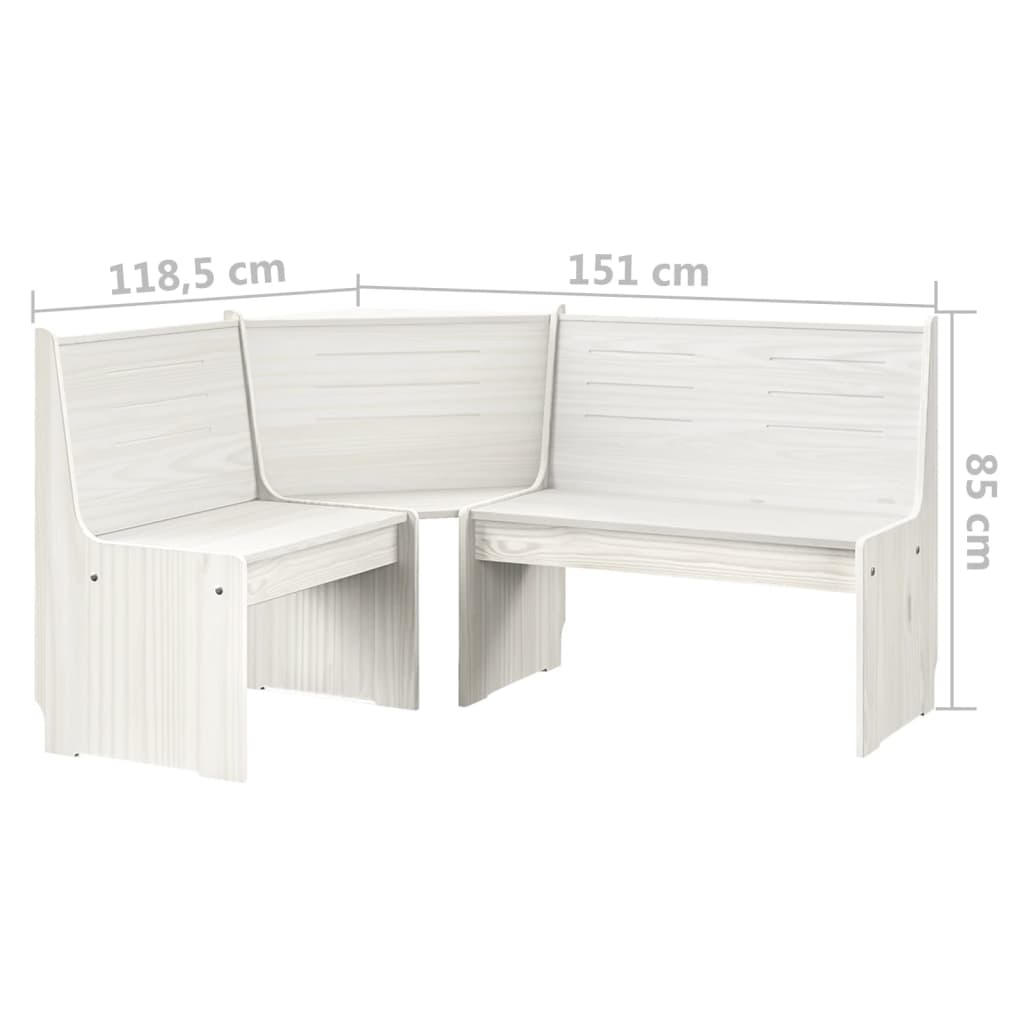 3 részes fehér tömör fenyőfa étkezőgarnitúra