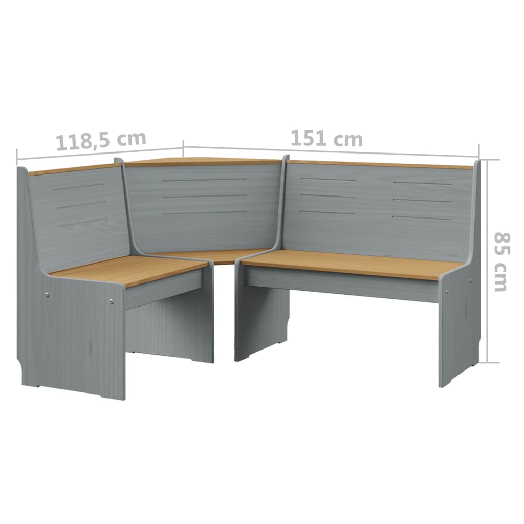 3 részes mézbarna és szürke tömör fenyőfa étkezőgarnitúra