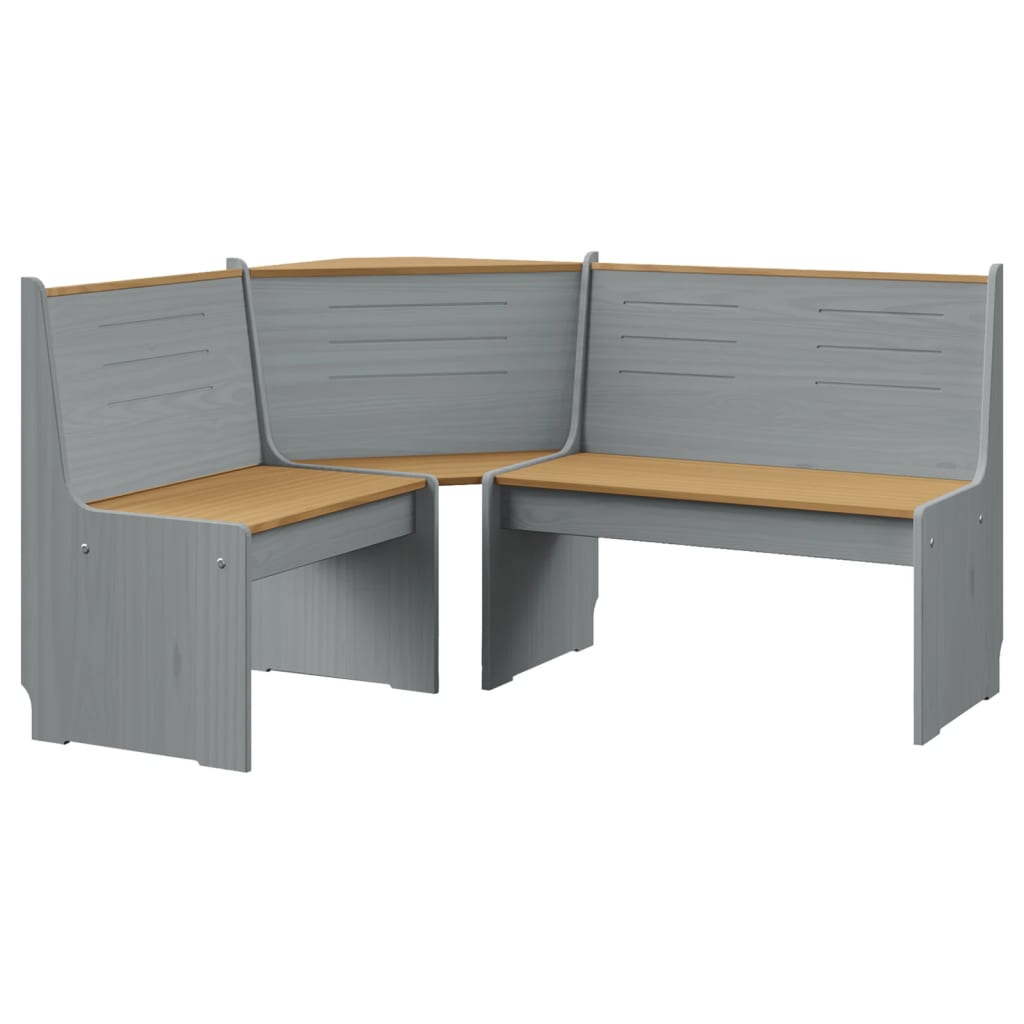 3 részes mézbarna és szürke tömör fenyőfa étkezőgarnitúra