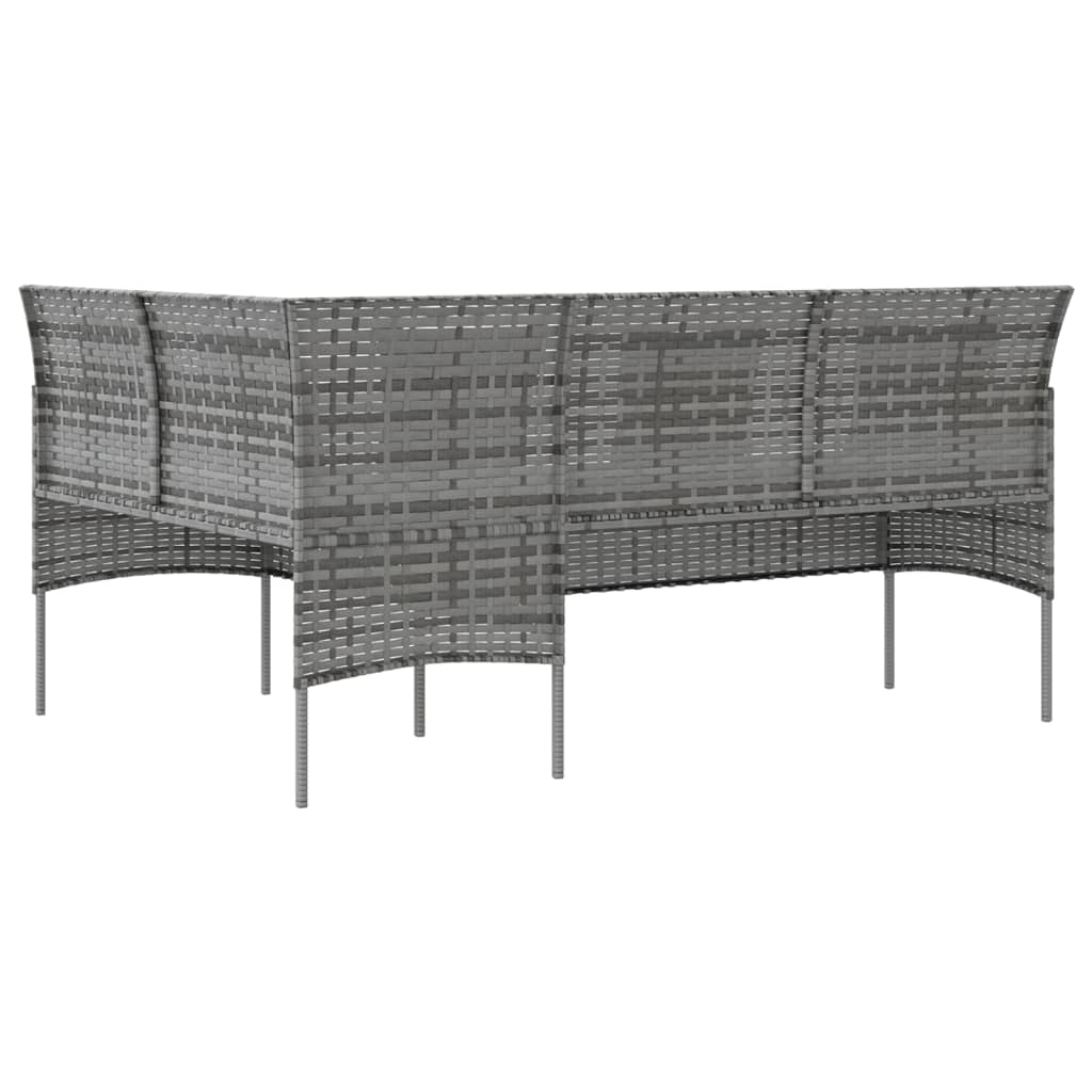 Szürke polyrattan l-alakú kanapé párnákkal