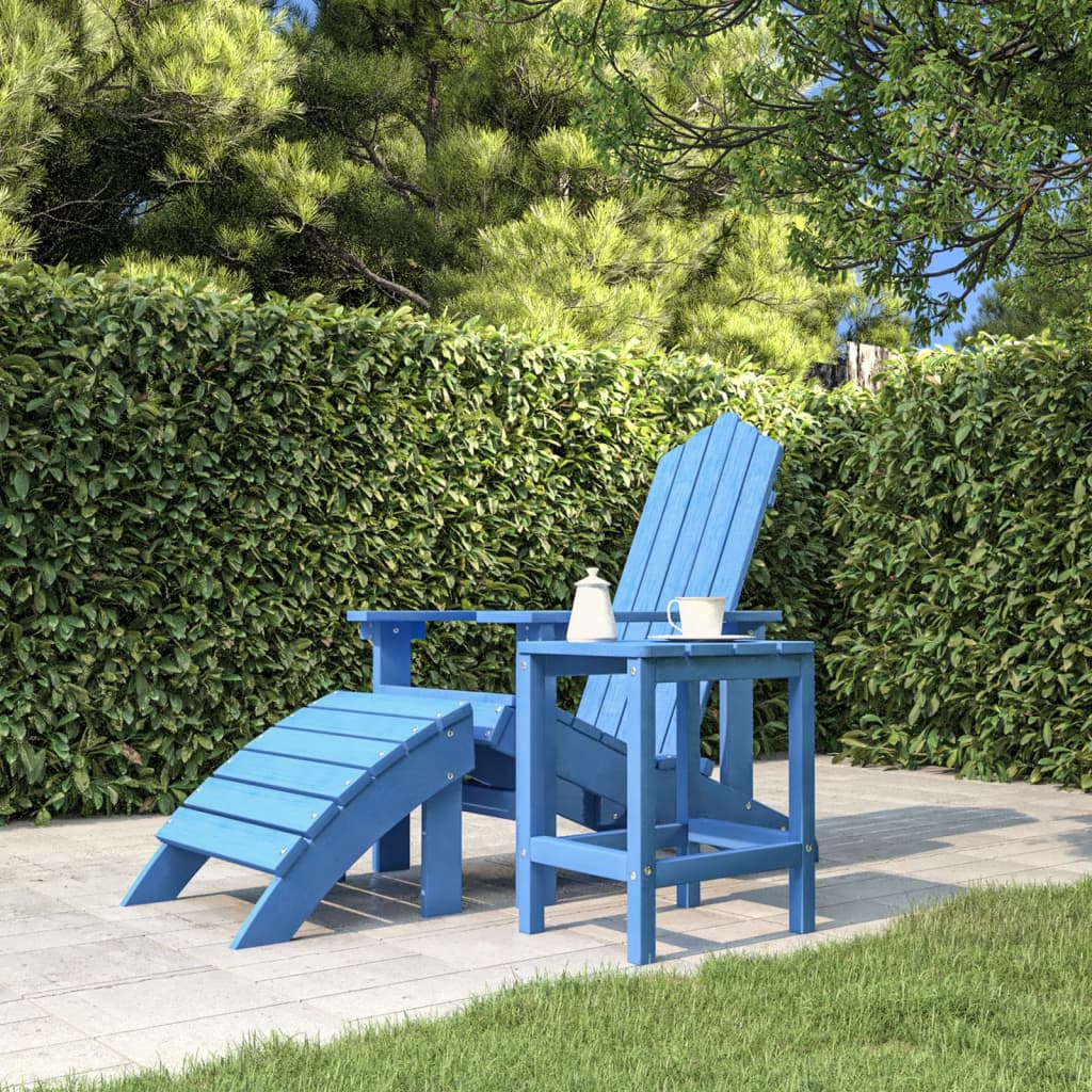Vízkék hdpe kerti adirondack asztal 38 x 38 x 46 cm