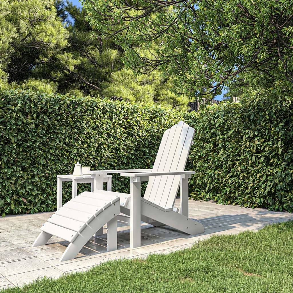 Fehér hdpe kerti adirondack szék lábtartóval