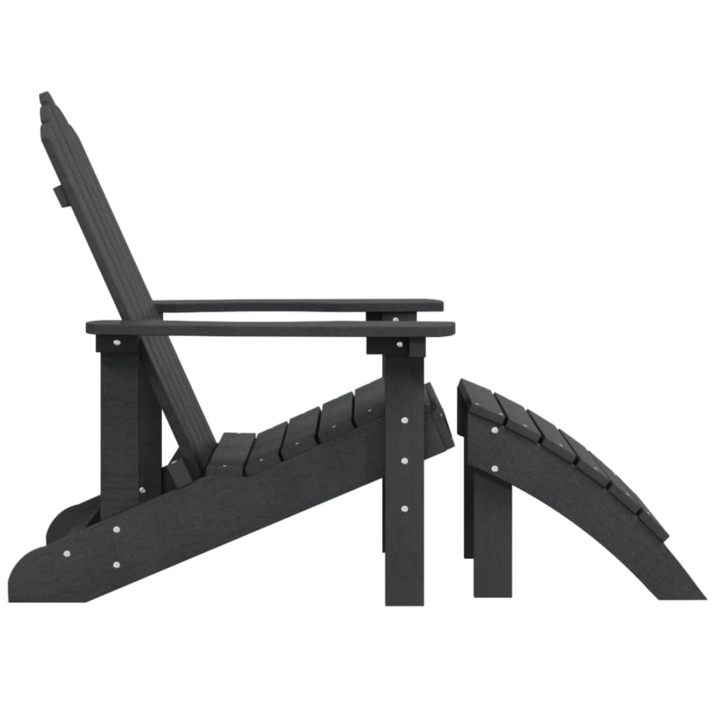Antracitszürke hdpe kerti adirondack szék lábtartóval
