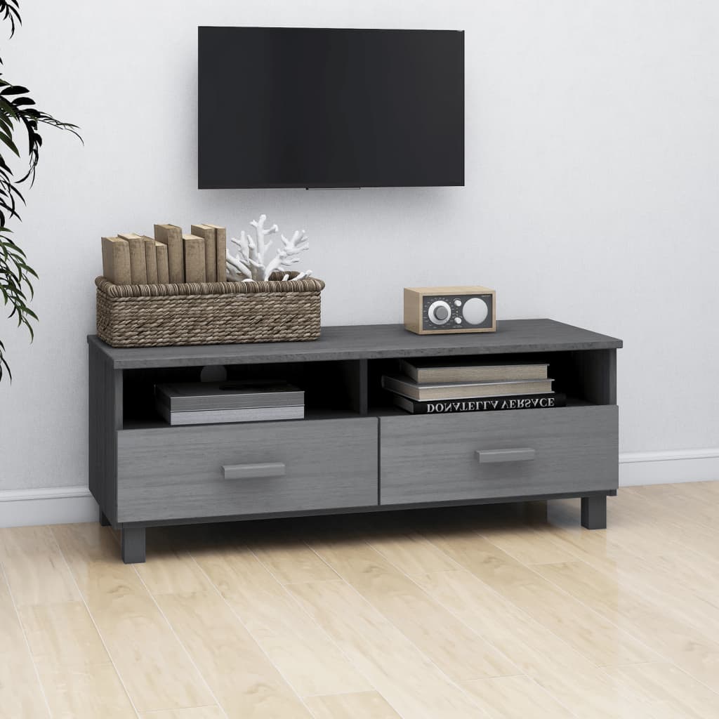Sötétszürke tömör fenyőfa tv-szekrény 106 x 40 x 40 cm