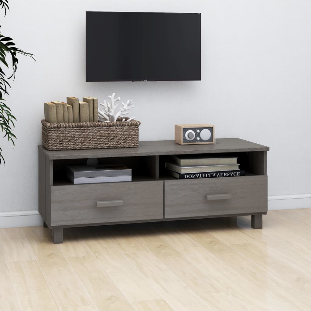 Világosszürke tömör fenyőfa tv-szekrény 106 x 40 x 40 cm