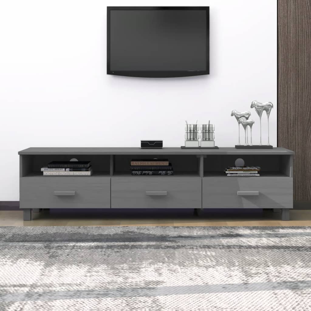 Sötétszürke tömör fenyőfa tv-szekrény 158 x 40 x 40 cm Sötétszürke tömör fenyőfa tv-szekrény 158 x 40 x 40 cm