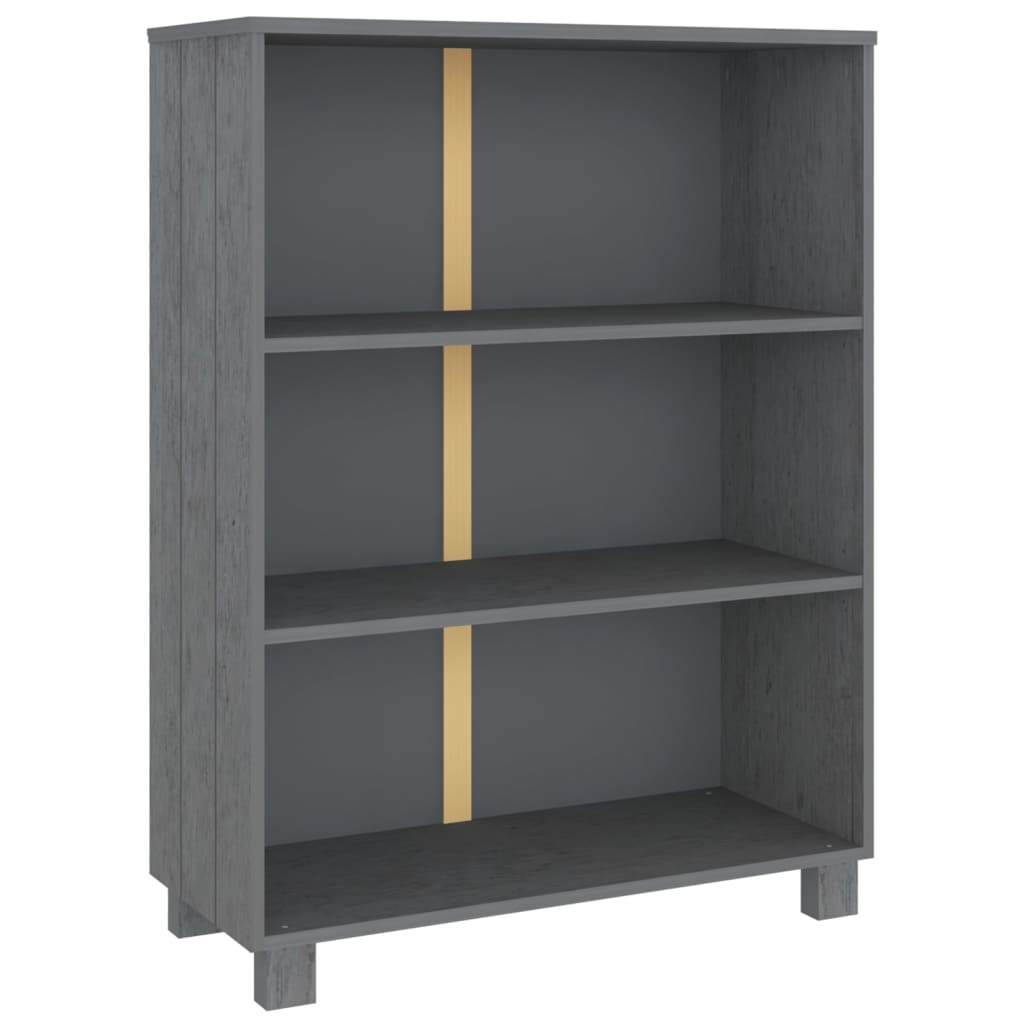 Sötétszürke tömör fenyőfa könyvszekrény 85 x 35 x 112 cm