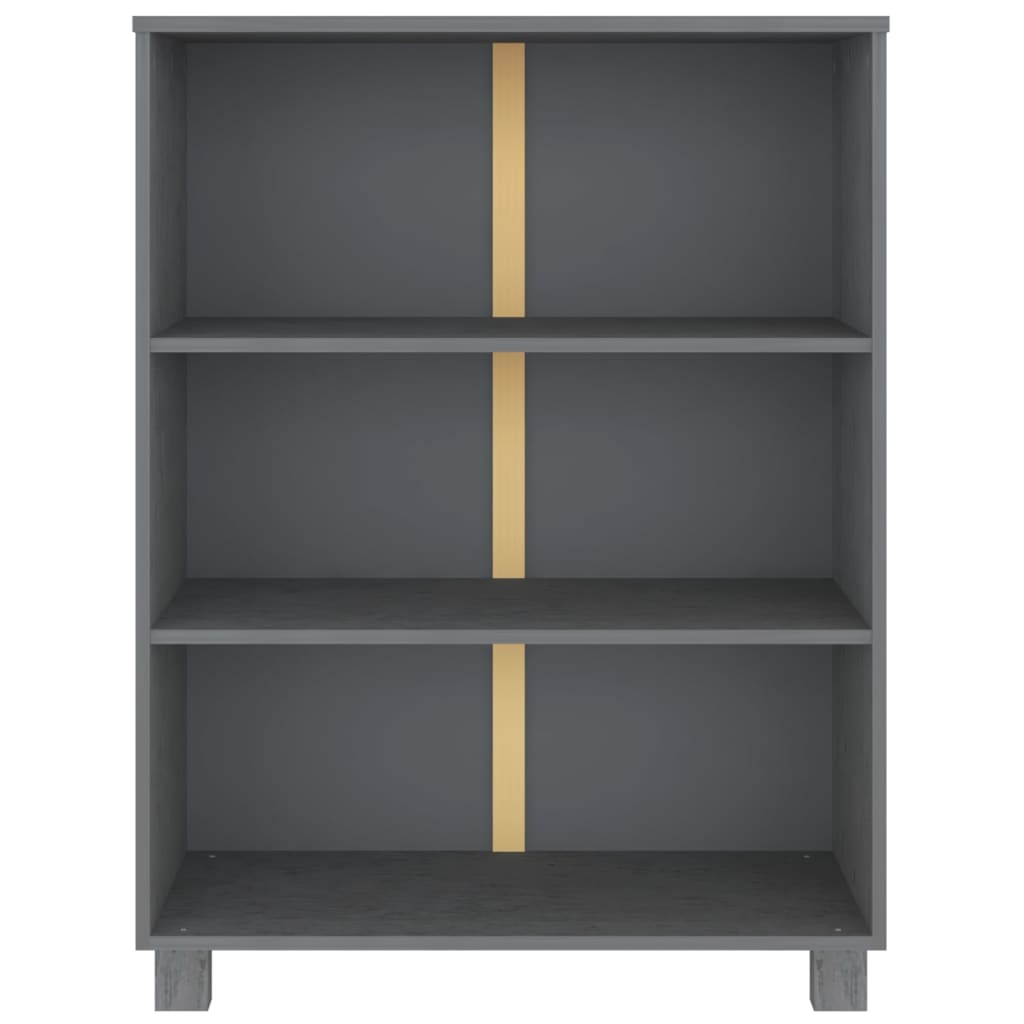Sötétszürke tömör fenyőfa könyvszekrény 85 x 35 x 112 cm