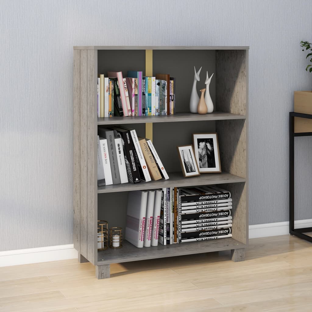 Világosszürke tömör fenyőfa könyvszekrény 85 x 35 x 112 cm Világosszürke tömör fenyőfa könyvszekrény 85 x 35 x 112 cm